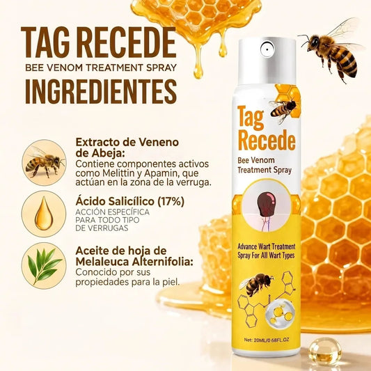Ingredientes de Tag Recede: veneno de abeja, acido salicilico y melaleuca