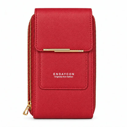 Bolso portacelular rojo carmesí, vista frontal