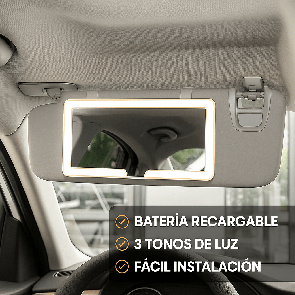 💡 Espejo LED de Maquillaje para Carro – Recargable & de Lujo 💄🚗 - Golden Group Enterprise