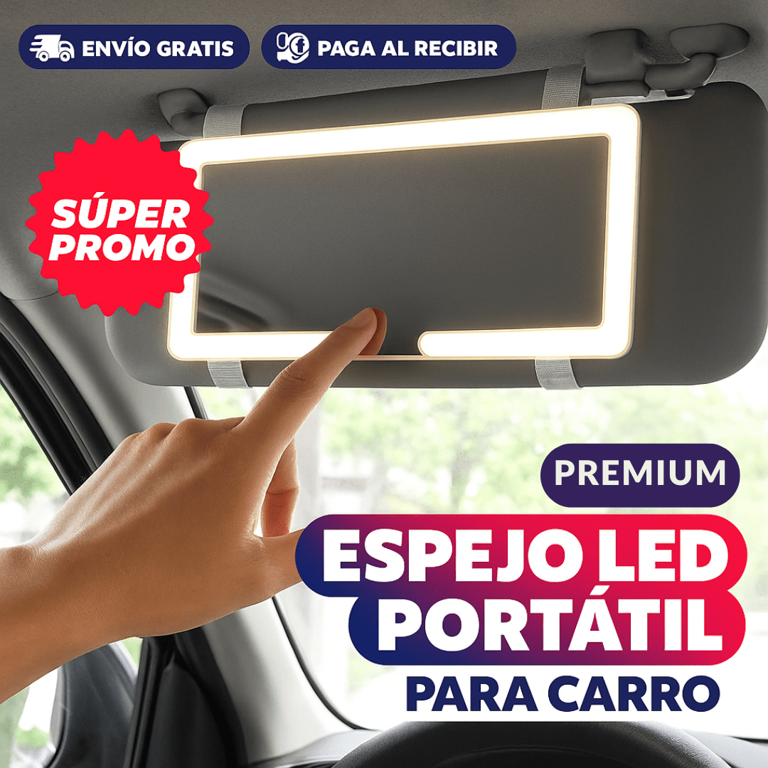 💡 Espejo LED de Maquillaje para Carro – Recargable & de Lujo 💄🚗 - Golden Group Enterprise
