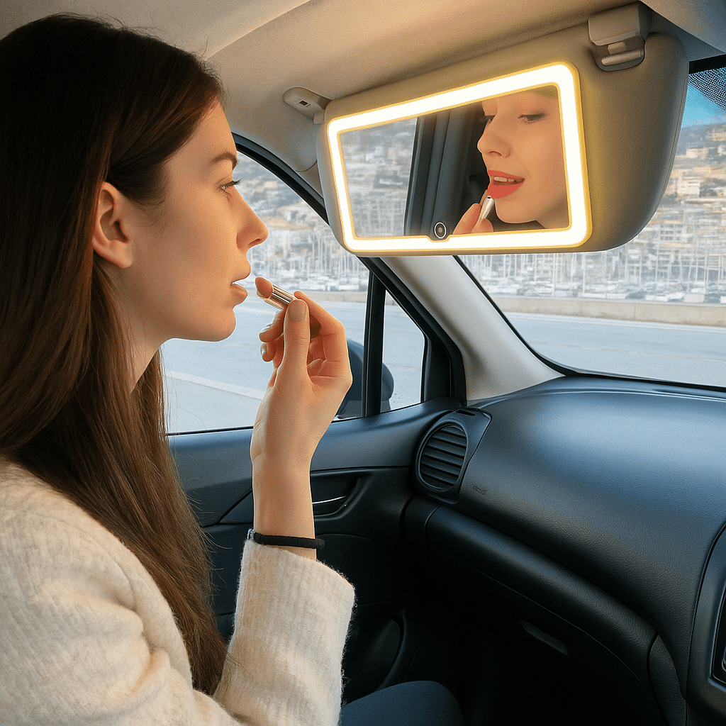 💡 Espejo LED de Maquillaje para Carro – Recargable & de Lujo 💄🚗 - Golden Group Enterprise