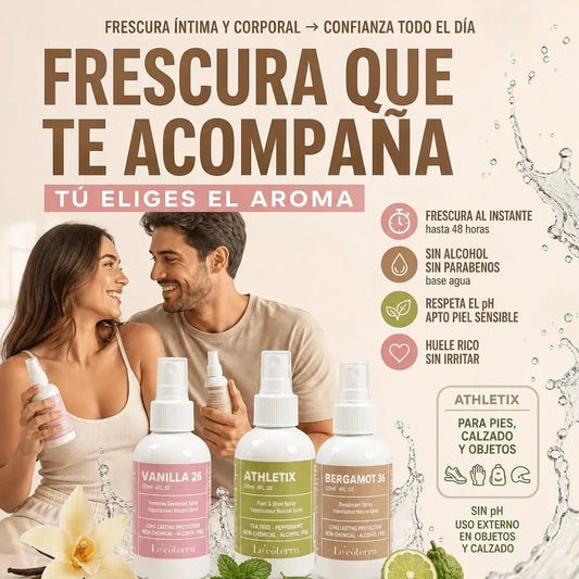 Le'côterra: tú eliges el aroma, frescura hasta 48 horas sin alcohol ni parabenos, para hombres y mujeres