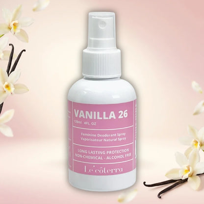 Vanilla 26 de Le'côterra de 120 ml, fragancia de vainilla dulce, base agua sin alcohol ni parabenos