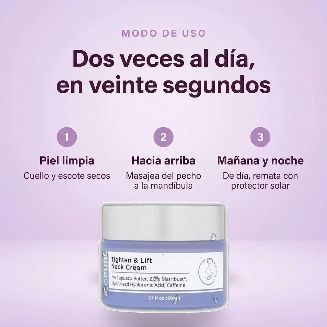 Modo de uso de la crema reafirmante de cuello y escote